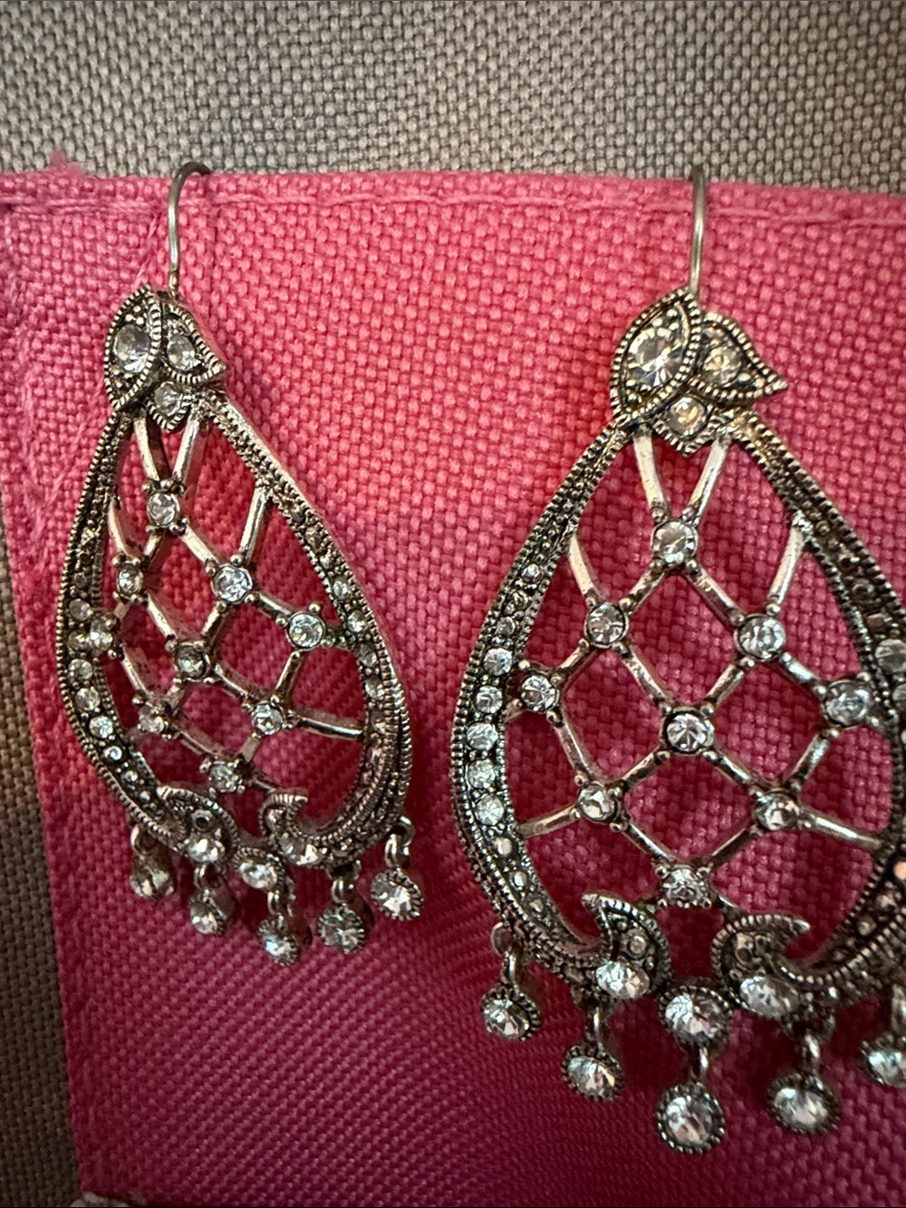 Silver-Tone Crystal Teardrop Chandelier Earrings - Women Jewelry